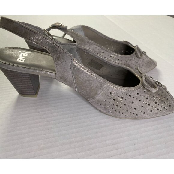 Luftpolster Ara Womens Pewter 2 1/2" Heel Sling Back Size 10.5 - Picture 7 of 12
